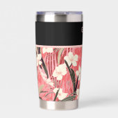 Asian Floral Pink Peach White Chinoiserie Monogram Thermobecher (Vorderseite)
