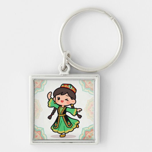 Asian Folk Dancer Keychain Schlüsselanhänger (Vorne)