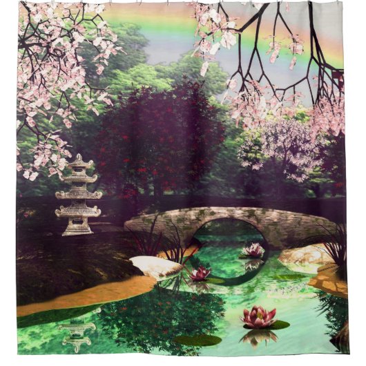Asian Garden 3D Art Duschvorhang (Vorderseite)