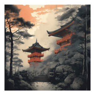 Asian Gebäude Woodblock Fotodruck