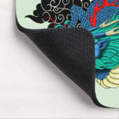 Asian Geisha Dragon Cherry Blossoms Blue Mousepad (Ecke)
