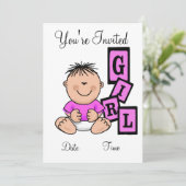 Asian Girl Baby Shower Einladung Anpassen! (Stehend Vorderseite)