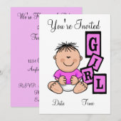 Asian Girl Baby Shower Einladung Anpassen! (Vorne/Hinten)