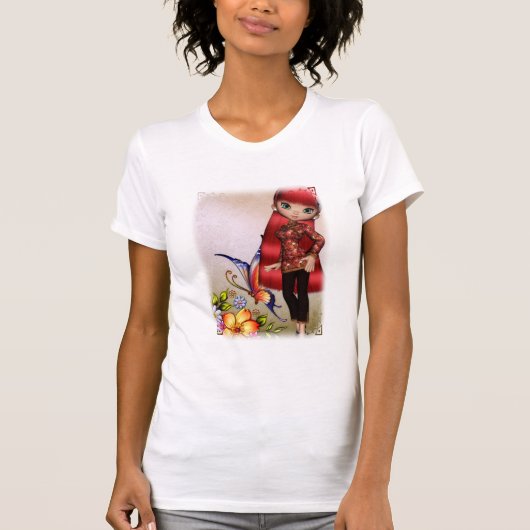 Asian Girl Beautiful Blume Design 2 T - Shirt (Vorderseite)