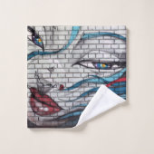 Asian Girl Graffiti Badhandtuch Set (Waschlappen)