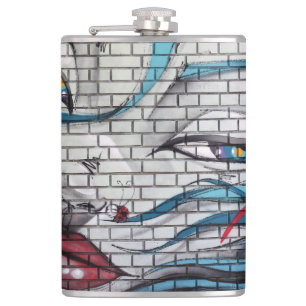 Asian Girl Graffiti Flachmann