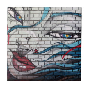 Asian Girl Graffiti Fliese