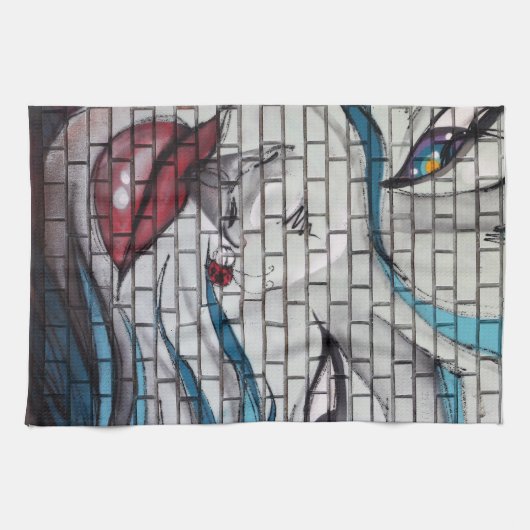 Asian Girl Graffiti Geschirrtuch (Horizontal)