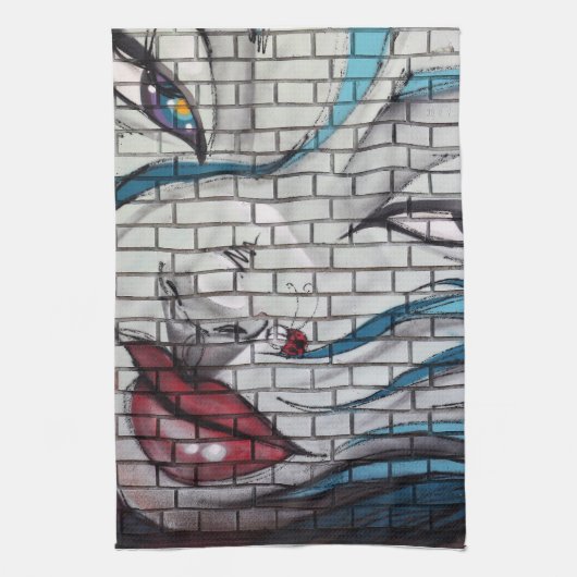 Asian Girl Graffiti Geschirrtuch (Vertikal)