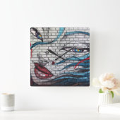 Asian Girl Graffiti Quadratische Wanduhr (Zuhause)