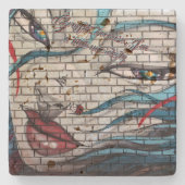 Asian Girl Graffiti Steinuntersetzer (Vorderseite)