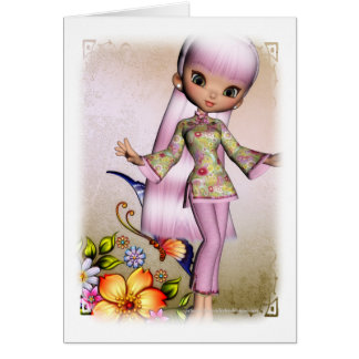 Asian Girl Schöne Blume Design 4 Karte