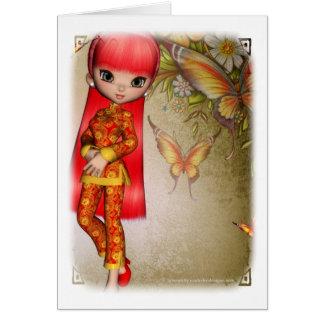Asian Girl Schöne Blume Design 5 Card