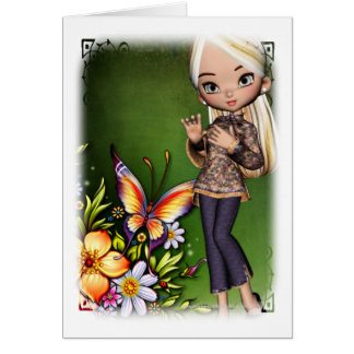 Asian Girl Schöne Blume Design 6 Karte