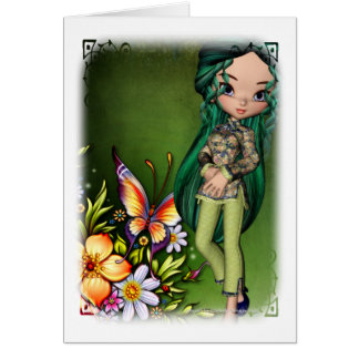 Asian Girl Schöne Blume Design 7 Karte
