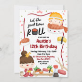 Asian Hibachi Sushi Kindergeburtstag Einladung (Vorderseite)