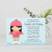 Asian Ice Skaten Birthday Party Einladung (Stehend Vorderseite)