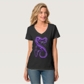 Asian Imperial Lila Dragon V-Neck T - Shirt (Vorderseite Vollansicht)