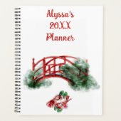 Asian Koi Mit Monogramm Name Watercolor Japanische Planer (Vorderseite)