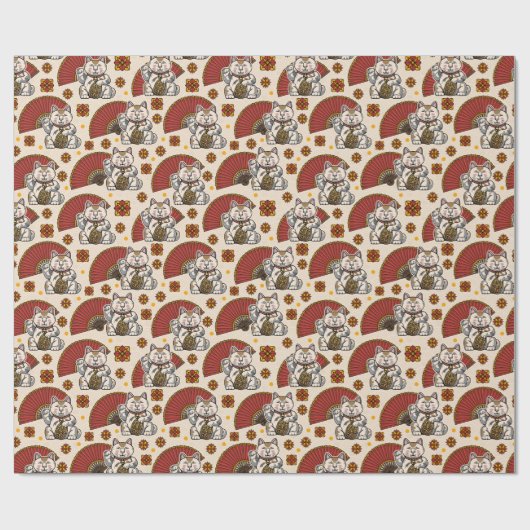 Asian Maneki Neko Cat Geschenkpapier (Flach)