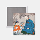 Asian Mother & Baby Magnet (Vorderseite/Rückseite)