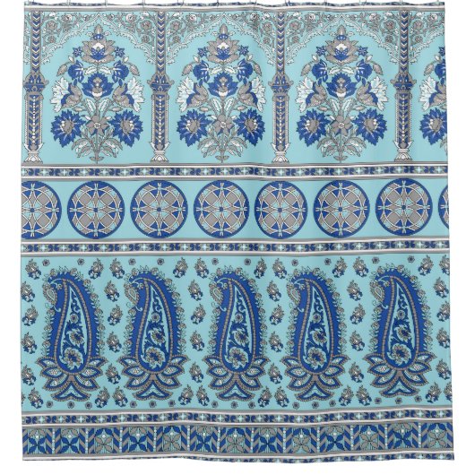 Asian Paisley Border: Traditionelles Design. Duschvorhang (Vorderseite)
