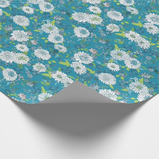 Asian Pattern Blue Green Geschenkpapier (Ecke)