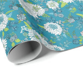 Asian Pattern Blue Green Geschenkpapier (Rolleneckpunkt)