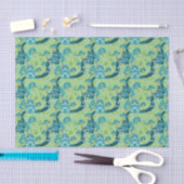 Asian Pattern Blue Green Seidenpapier (Handwerk)