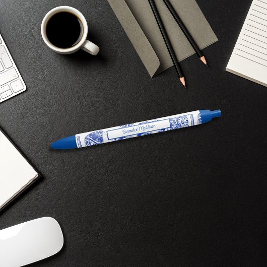 Asian Pottery Blue White Chinoiserie Kugelschreiber