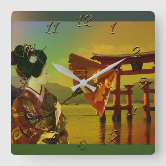 Asian Quadratische Wanduhr (Vorderseite)