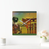 Asian Quadratische Wanduhr (Zuhause)