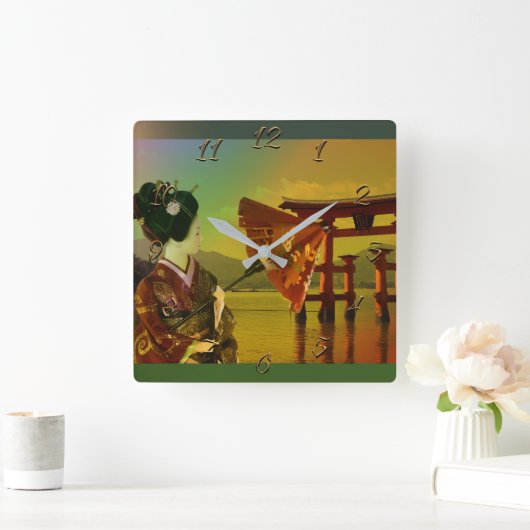 Asian Quadratische Wanduhr (Zuhause)