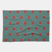 Asian Red Cherry Blossom Sakura Modernes Muster Geschirrtuch (Horizontal)