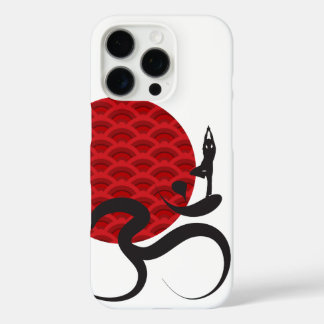 Asian Red Sun Yoga & Modern Zen Calligraphy Om Om iPhone 16 Pro Hülle