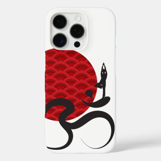 Asian Red Sun Yoga & Modern Zen Calligraphy Om Om Case-Mate iPhone Hülle (Rückseite)