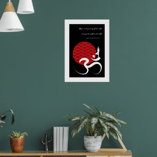 Asian Red Sun Yoga & Modern Zen Calligraphy Om Om Poster
