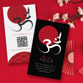 Asian Red Sun Yoga & Modern Zen Calligraphy Om Om Visitenkarte