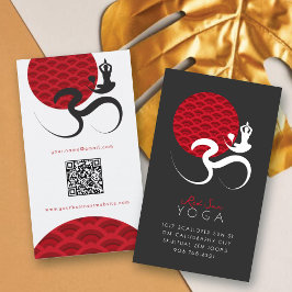 Asian Red Sun Yoga & Modern Zen Calligraphy Om Om Visitenkarte