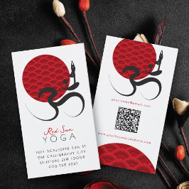 Asian Red Sun Yoga & Modern Zen Calligraphy Om Om Visitenkarte
