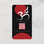 Asian Red Sun Yoga & Modern Zen Calligraphy Om Om Visitenkarte (Rückseite)