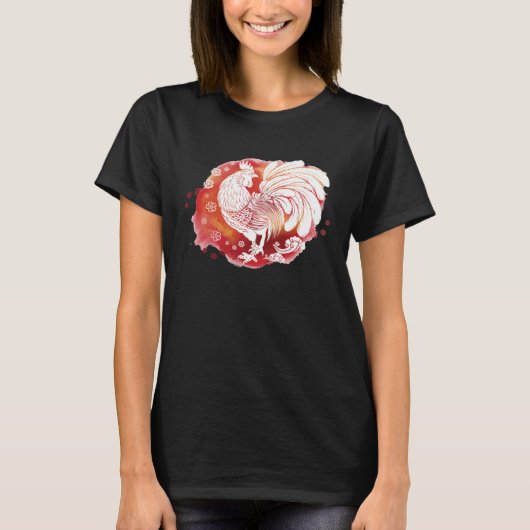 Asian Rooster Chinese Zodiac Fancy Red Rooster T-Shirt (Vorderseite)