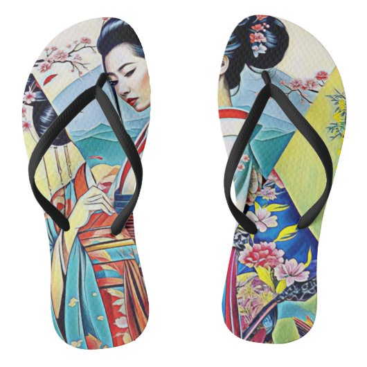 ASIAN SPRING DESIGNER COLLAGE BADESANDALEN (Fußbett)