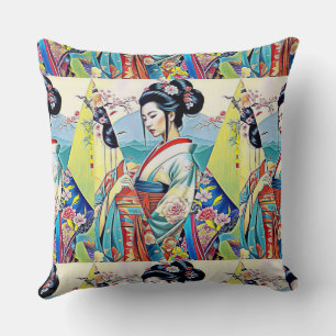 ASIAN SPRING DESIGNER COLLAGE KISSEN