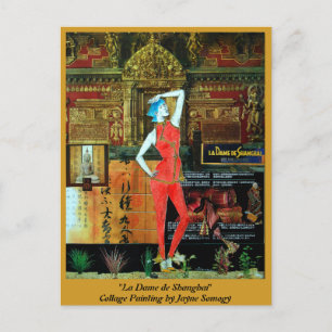 Asian-style postcard w/ Original Collage Art Postkarte