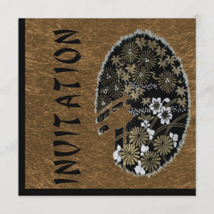 Asian Teegarten Party Gold und Black Einladung