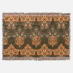 Asian Textile Paisley: Vintage Illustration der Bl Decke