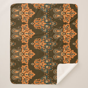 Asian Textile Paisley: Vintage Illustration der Bl Sherpadecke