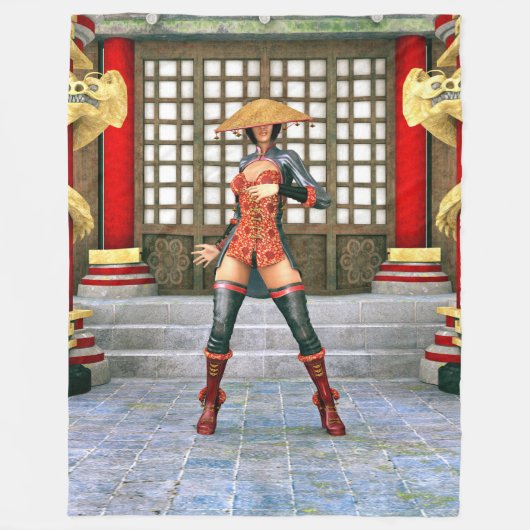 Asian Warrior Maiden Fleecedecke (Vorderseite)