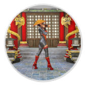 Asian Warrior Maiden Keramikknauf (Vorderseite)
